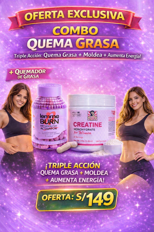 LEMME BURN- QUEMADOR INTELIGENTE DE GRASA + CREATINA MONOHIDRATA PREMIUM PARA MUJERES.