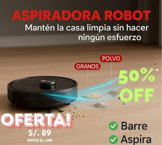 ROBOT ASPIRADORA - FUERTE SUCCIÓN Y AUTONOMIA PARA TU HOGAR.